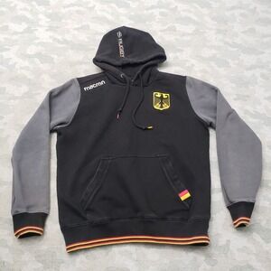 Macron Germany Sweatshirt Mens Medium Black Pullover Hoodie Pocket Soccer